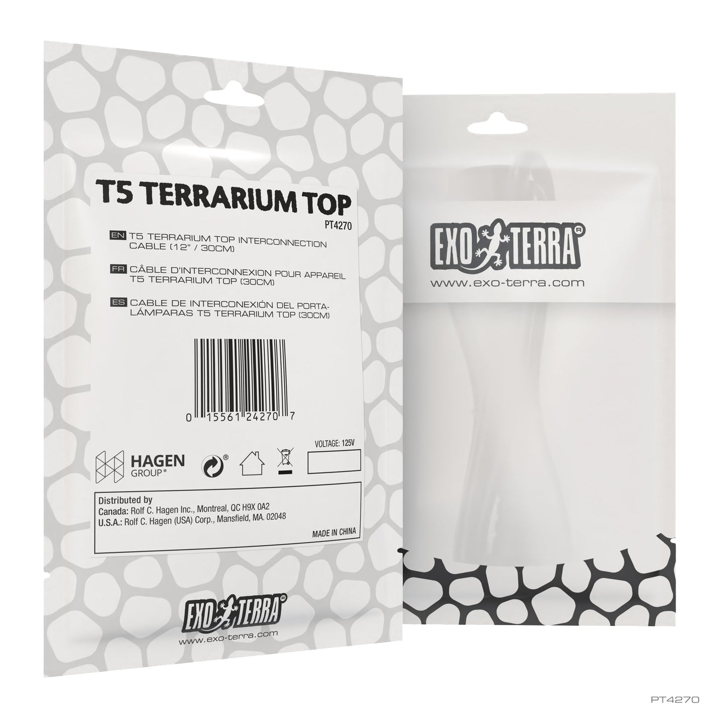 T5 Terrarium Top Interconnection Cable - 12" & 24" Exo Terra