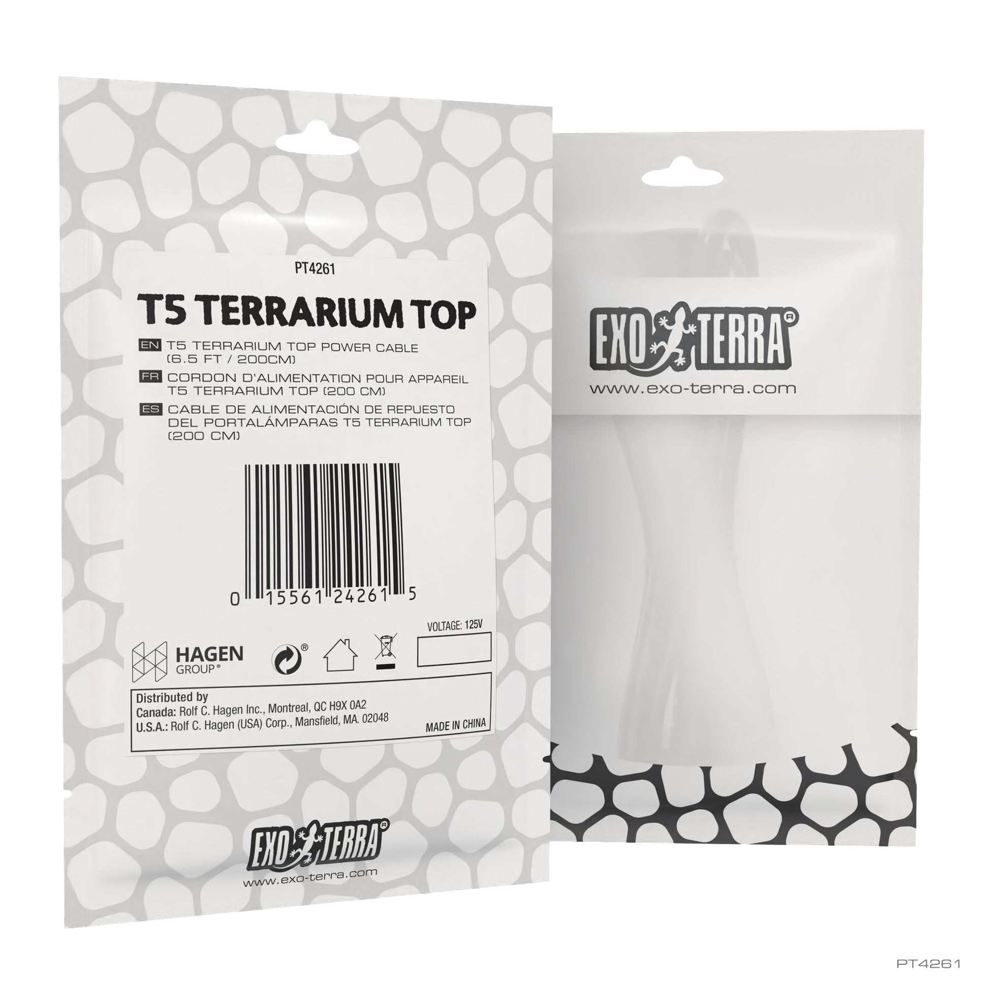 T5 Terrarium Top Power Cable - 6.5 ft Exo Terra